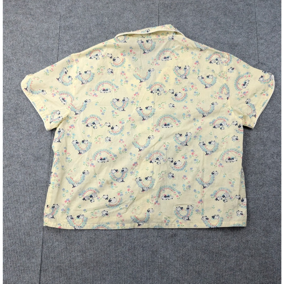 Vintage Pajama Set Womens Medium Shorts Button Up Rainbow Retro Cottage Sheep - Picture 7 of 12